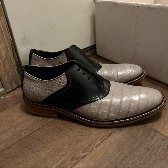 955-/Cole Haan Black:Gray Oxford Leather. Men's Dress Shoes Sz 10 Fits Like 9.5 - Picture 8 of 14